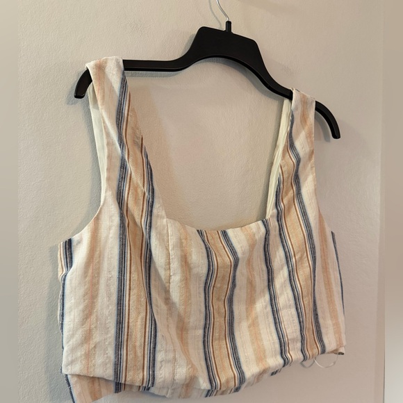 Lulus White Multi Striped Cropped Tank Top - Size Large - Picture 3 of 7